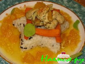 Пьяный кролик с мандариновым соусом