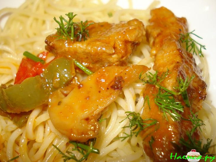 Аппетитная свиная поджарка с перцем и грибами Аппетитная свиная поджарка с перцем и грибами