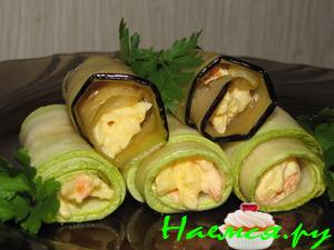 Рулетики из баклажанов и кабачков