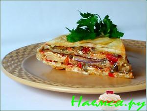 Слоеный пирог с баклажанами и сыром