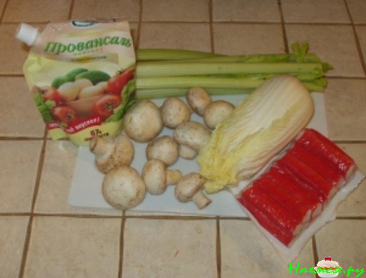 О крабовых палочках и сырых шампиньонах. Салат