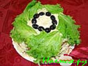 Салат из печени слоеный