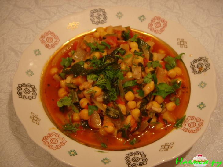 Нут с грибами и шпинатом Нут с грибами и шпинатом