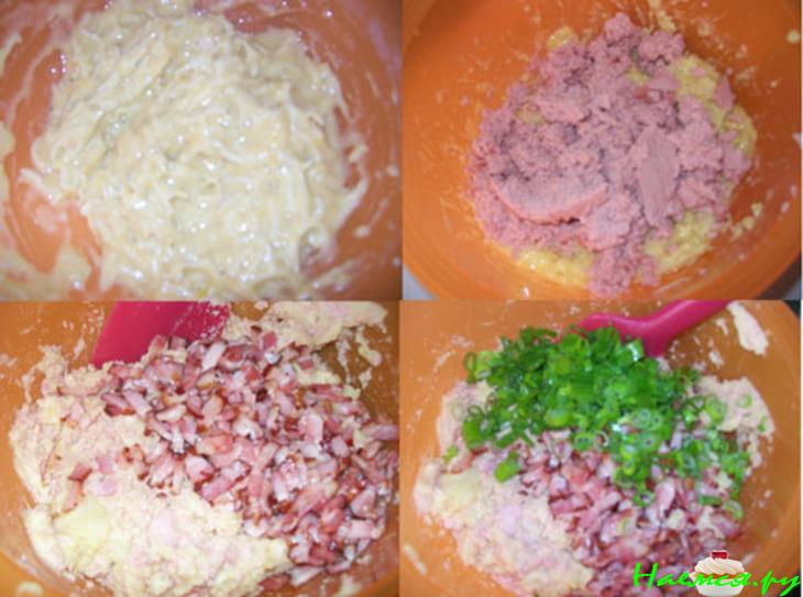 Необычные драники - котлеты с сыром, сосисками и беконом Необычные драники - котлеты с сыром, сосисками и беконом