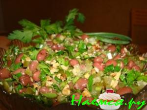 Фасолевый салат к мясу