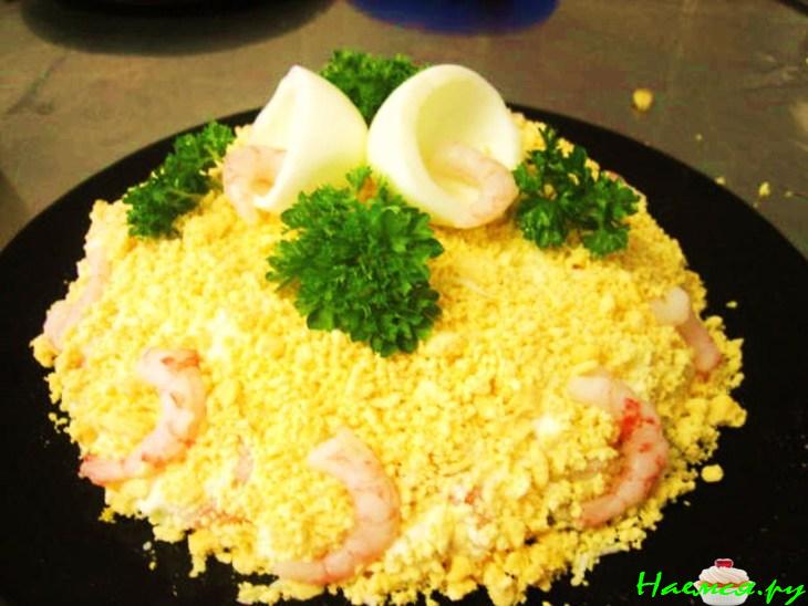 Салат нежный с креветками