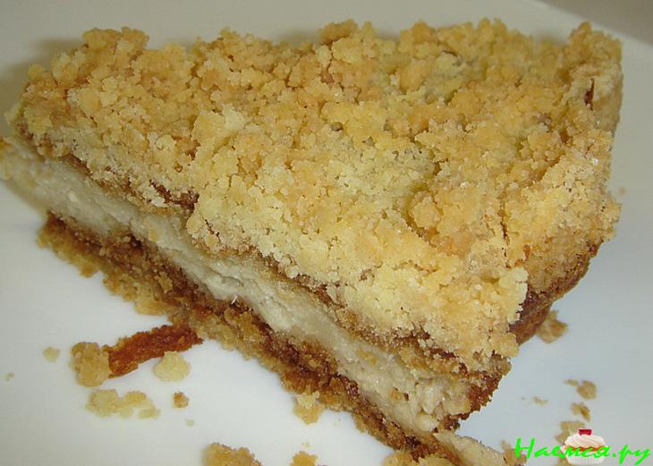 Творожно-яблочный пирог с песочной крошкой