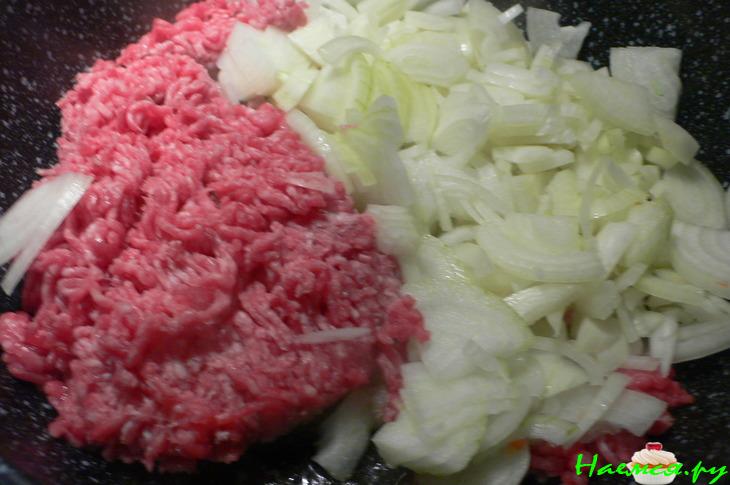 Тушёная картошка с луком и фаршем (Geschmortes Zwiebelhackfleisch)