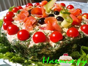 Бутербродный торт с рыбной начинкой Бутербродный торт с рыбной начинкой