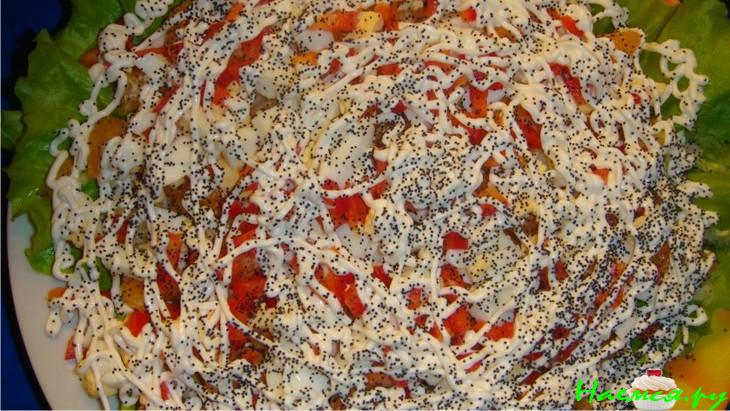 Салат из куриного филе с мандаринами 