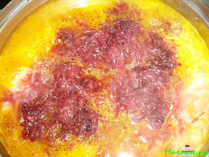 Борщ с куриными фрикадельками Борщ с куриными фрикадельками