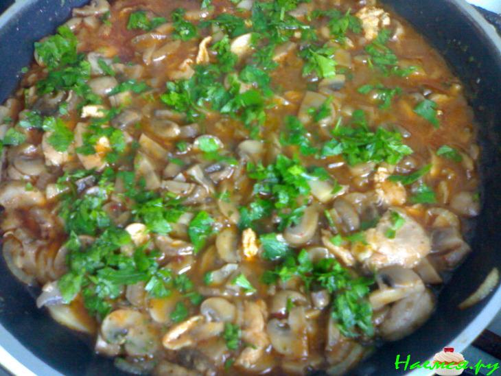 Гуляш грибной с кусочками курицы