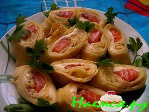 Блинчики с сёмгой и оригинальной закуской