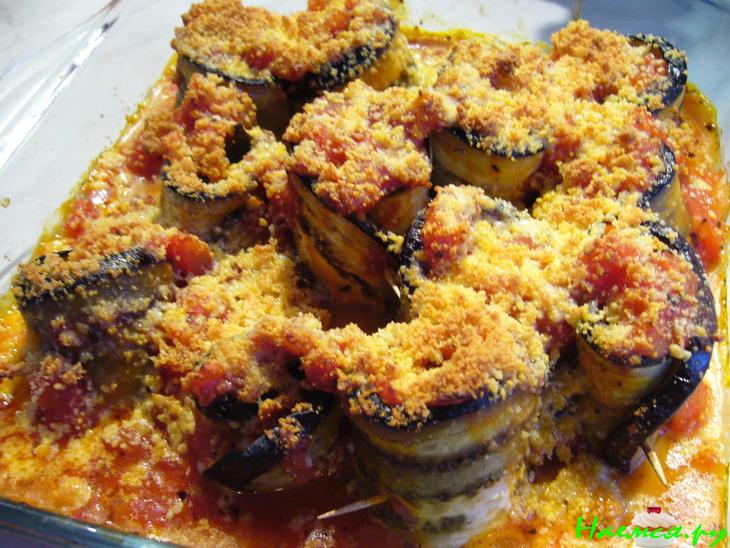 Melanzane alla parmigiana (баклажановые рулетики с моцареллой)