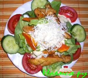 Легкий салатик (курица с овощами)