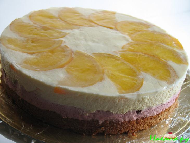 Торт с малиной и глазированными апельсинами &laquo;Солнышко для Иришки&raquo;