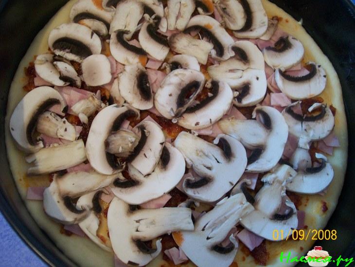 Пицца с куриным мясом и грибами