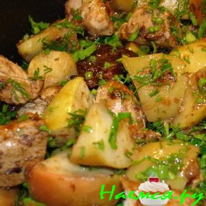 Куриные грудки с фруктами и имбирем