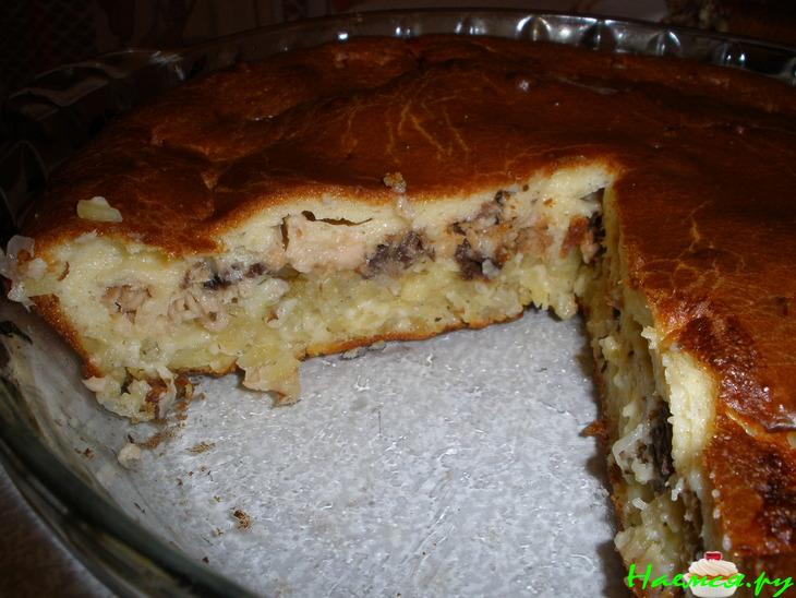 Пирог быстрый (с картошкой и рыбной консервой)