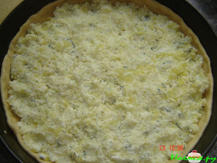 Пирог с картофельно-творожно-грибной начинкой