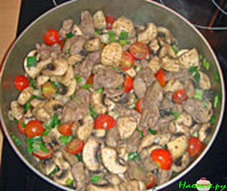 Индюшачья печень с грибами Индюшачья печень с грибами