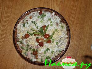 Салат картофельный с ветчиной и опятами