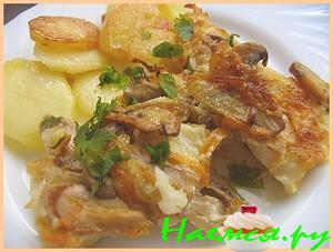 Палтус с грибами Палтус с грибами