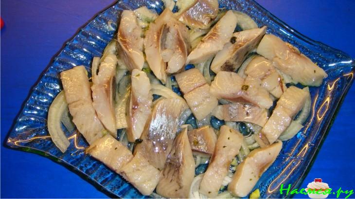 Салат из селедки с помидором, луком и яйцом Салат из селедки с помидором, луком и яйцом