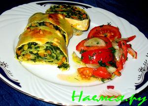 Рулет с хоккаидо-тыквой и шпинатом