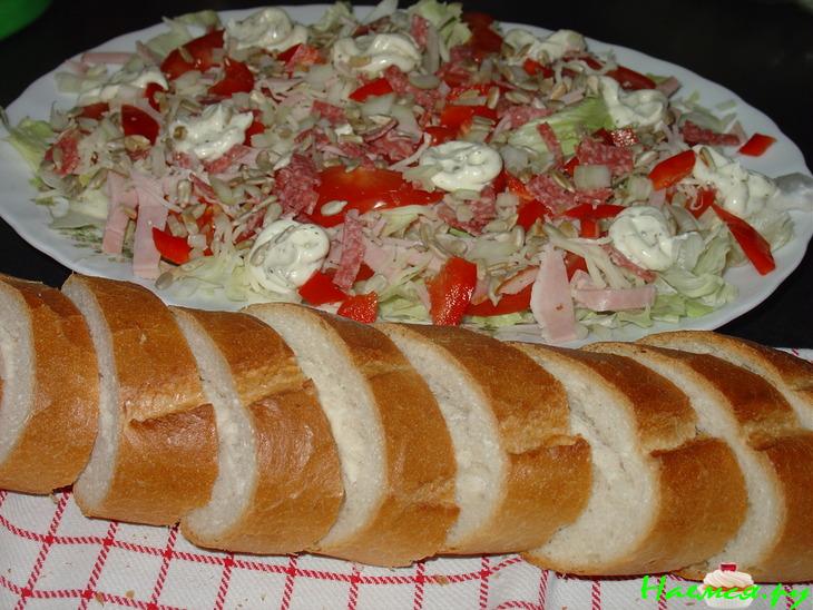 Мой любимый салат с багетом