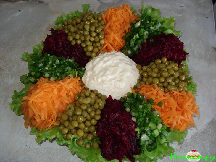 Салат овощной с сардиной "Радуга"