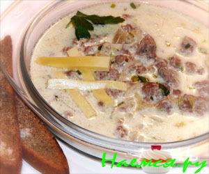 Сырный суп с мясным фаршем