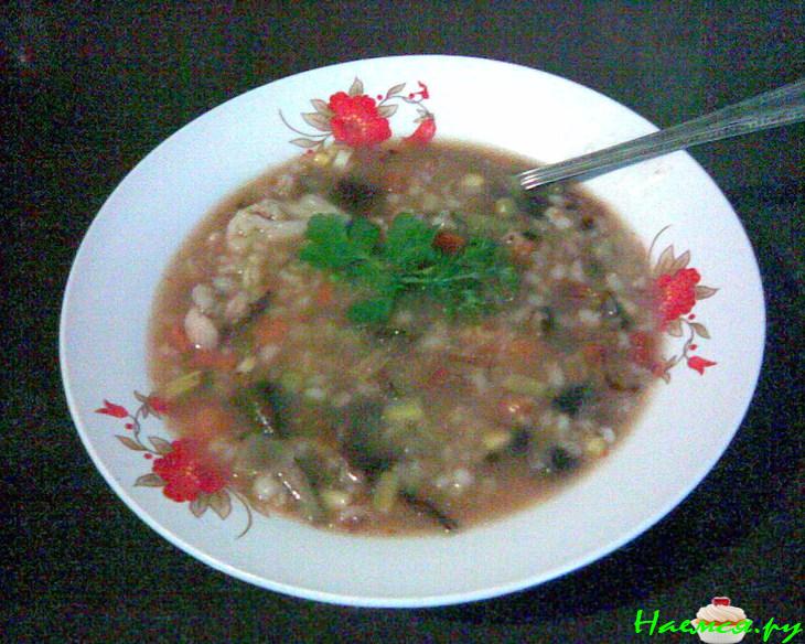 Густой перловый суп с грибами и овощами (постный) Густой перловый суп с грибами и овощами (постный)