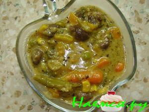 Печёнка с овощами по-домашнему Печёнка с овощами по-домашнему