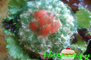 Салат с ветчиной и фасолью "Сытый муж"