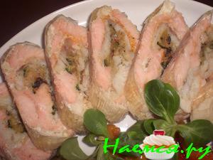 Рыбный рулет с цуккини