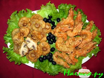 Королевские креветки в кляре Королевские креветки в кляре