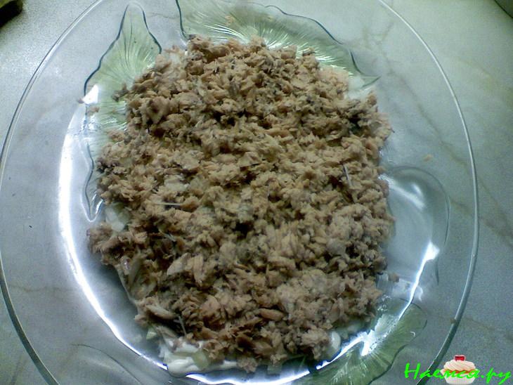 Рыбный салатик (горбуша и сайра)