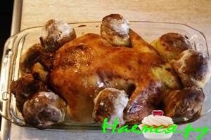 Курица, фаршированная картофелем