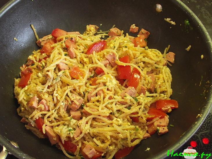 Спагетти с ветчиной