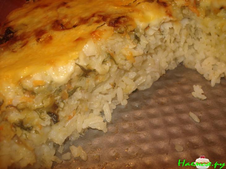 Рисовый пирог с морским языком под сырной корочкой