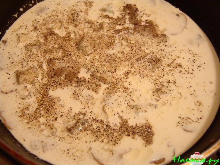 Рыба с грибами и горгонзолой