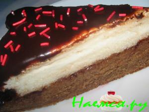 Торт "Птичье молоко" с безе и шоколадной глазури