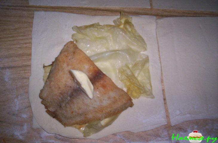 Теляпия с Капустой в Слоёном тесте