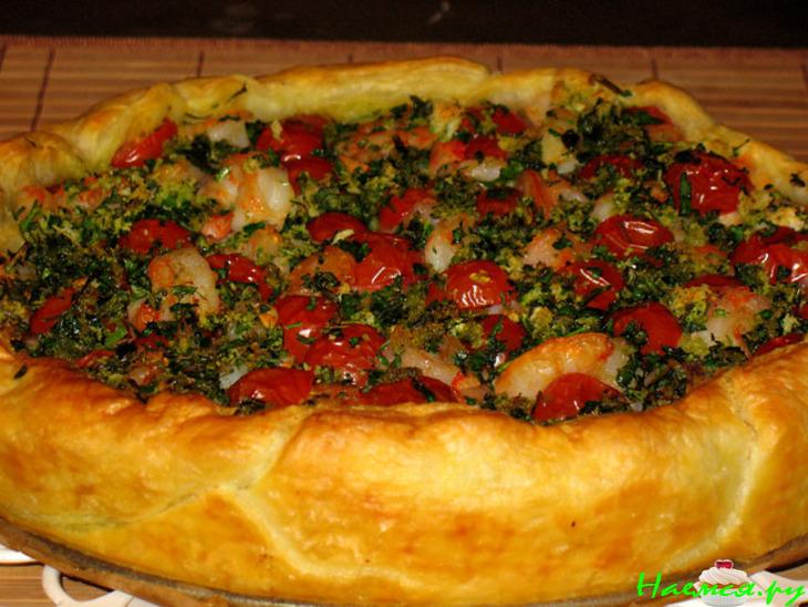 Тарт с креветками и помидорами черри Тарт с креветками и помидорами черри