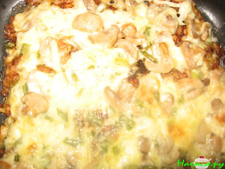 Горбуша с сыром и грибами