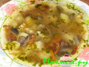 Суп с лисичками и шампиньонами