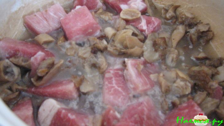 Капустка тушеная с грибами и свининкой