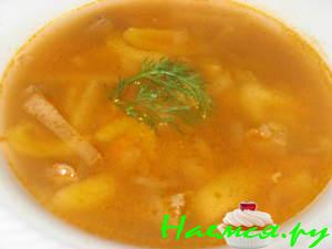 Суп мясной с курагой