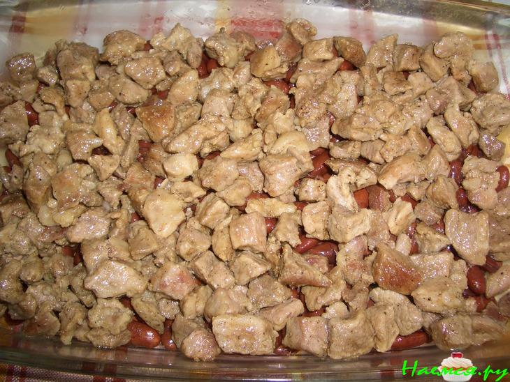 Свинина с фасолью и галушками